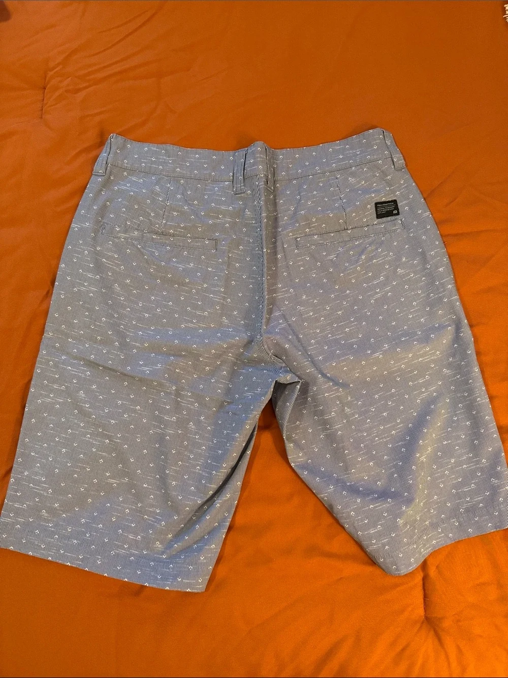 Travis Mathew Light Blue Micro-Print Men’s Flat Front Shorts